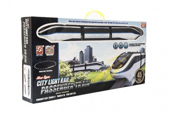 Vlak s kolejemi plast 45ks na baterie se světlem se zvukem v krabici 54x27x7cm