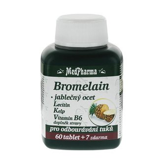 MedPharma Bromelain 300 mg + jablečný ocet + lecitin + kelp + vitamín B6 60 tbl. + 7 tbl. ZDARMA