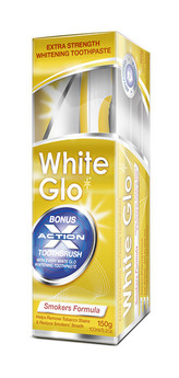 White Glo Smokers zubní pasta pro kuřáky 150 g +  kartáček na zuby a mezizubní kartáčky