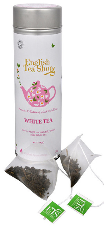 English Tea Shop Čistý bílý čaj - plechovka s 15 bioodbouratelnými pyramidkami English Tea Shop Čistý bílý čaj - plechovka s 15 bioodbouratelnými pyramidkami