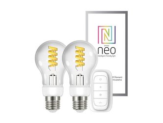 Chytrá WiFi žárovka LED E27 5W bílá IMMAX NEO 07089BD 2ks + dálkový ovladač