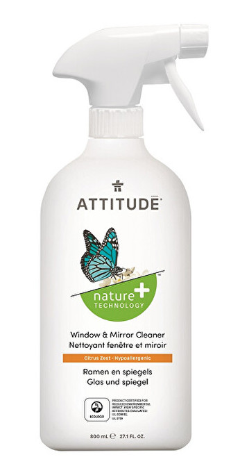 ATTITUDE Nature+ Čistič na sklo a zrcadla ATTITUDE s vůní citronové kůry s rozprašovačem 800 ml