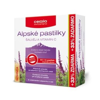 Cemio Cemio Alpské pastilky ŠALVĚJ A VITAMIN C pst.30+10