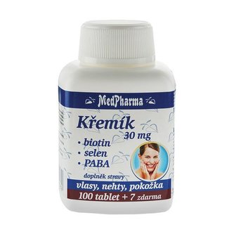 MedPharma Křemík 30 mg + biotin + selen + PABA 100 tob. + 7 tob. ZDARMA