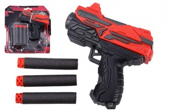 Pistole na pěnové náboje 6ks plast 11cm na kartě