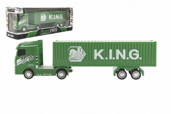 Kamion s kontejnerem plast 30cm na setrvačník na baterie se světlem se zvukem v krabici 35x13x9cm