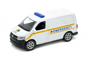 Welly Volkswagen Transporter T6 Van 1:34 emergency bílé