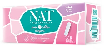 Tampony NAT nice & true z organické bavlny - super plus (16 ks)