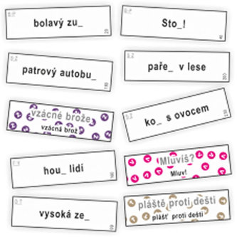 Spodoba hlásek - kartičky k procvičení spodoby hlásek na konci slova i ve slově