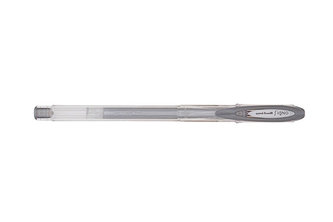 Gelové pero "UM-120", metalická stříbrná, 0,5mm, s uzávěrem, UNI