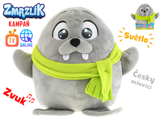 Zmrzlík Olly plyšový 26cm se šálou česky mluvící na baterie se světlem a zvukem v krabičce