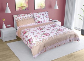 Povlečení bavlna na dvoudeku - růžová růže - 1x 200x220, 2ks 70x90 cm  (200 cm šířka x 220 cm délka prodloužená)