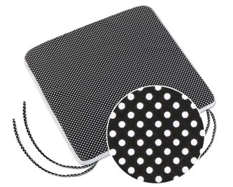 Sedák Adéla hladký - puntík černobílý - obšitý bílou bavlněnou stuhou - 40x40 cm,hladký