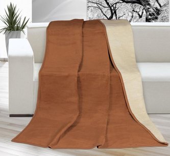 Přikrývka KIRA PLUS dvoulůžko - hnědá/béžová - 200x230 cm