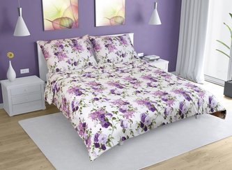 Povlečení krepové na dvoudeku - lila růže - 1x 240x200, 2ks 70x90 cm (240 cm šířka x 200 cm délka)