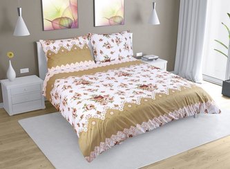 Povlečení bavlna na dvoudeku - hnědá růže - 1x 200x200, 2ks 70x90 cm