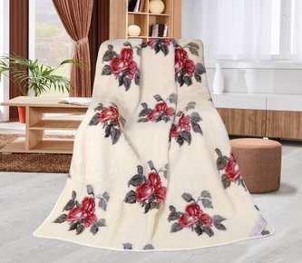 Evropské merino deka geometrie 450g/m2 - rudá růže - 155x200 cm