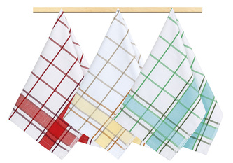 Kuchyňské utěrky - kostka tyrkys, žlutá, červená - 50x70 cm