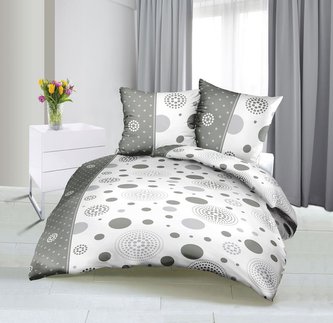 Povlečení bavlněný satén - šedé paprsky - 140x220, 70x90 cm