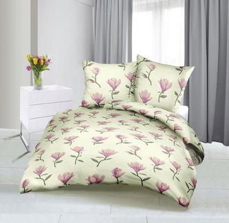 Povlečení bavlněný satén - tulipán - 140x220, 70x90 cm