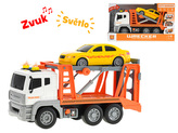Auto přepravní 30cm 1:12 na setrvačník na baterie se světlem a zvukem s osobním autem v krabičce