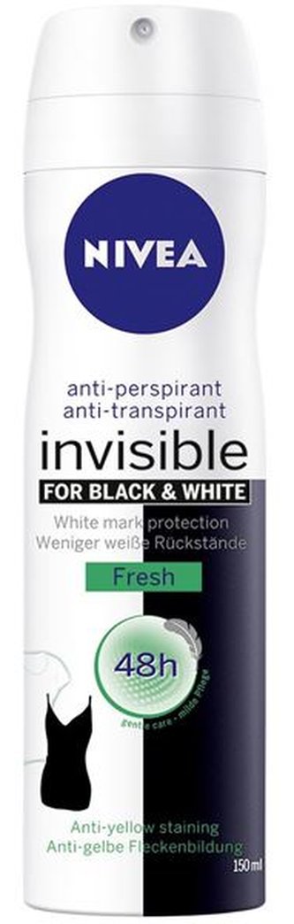 Nivea Antiperspirant ve spreji Invisible For Black & White Fresh 150 ml woman
