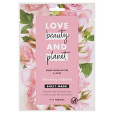 Love Beauty and Planet Textilní pleťová maska s růžovým olejem a máslem muru muru (Blooming Radiance Sheet Mask) 1 ks woman