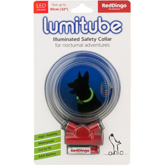 Obojek Lumitube S-L - 15 - 80 cm - červený