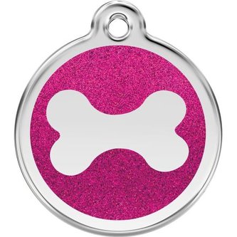 Známka Red Dingo - Kost - Tm.Růžová - Třpytivá velikost známky M - 30 mm