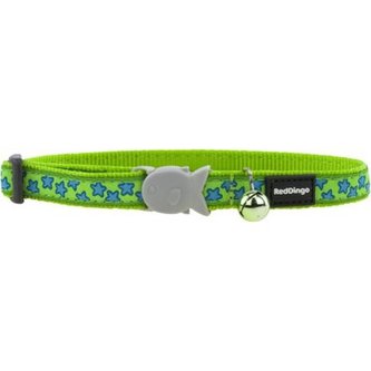 Obojek pro kočky  - Stars Turquoise on Lime
