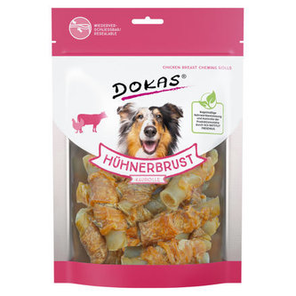 Dokas - Rolky z hovězí kůže obalené kuřecím 250 g Dokas - Rolky z hovězí kůže obalené kuřecím 250 g