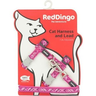 Postroj RD s vodítkem - kočka- Flanno Hot Pink