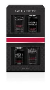 Baylis & Harding For Him sprchový gel na tělo i vlasy Black Pepper & Ginseng 100 ml + sprchový gel Black Pepper & Ginseng 50 ml + čisticí gel na obličej Black Pepper & Ginseng 100 ml + balzám po holení Black Pepper & Ginseng 50 ml
