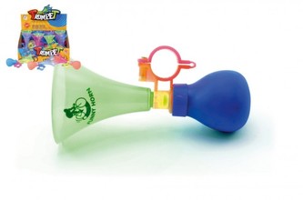 Klakson trumpeta na kolo plast 14cm 3 barvy 12ks v boxu