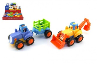 Traktor s vlekem/Buldozer plast 16cm pro nejmenší na setrvačník 18m+ Traktor s vlekem/Buldozer plast 16cm pro nejmenší na setrvačník 18m+