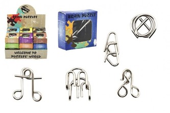 Hlavolam kov mix druhů v krabičce 5x5cm 24ks v boxu