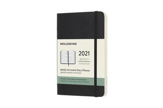 Moleskine Horizontální týdenní diář 2021 měkký černý S