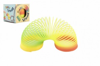 Spirála/pružina duhová plast průměr 6,5cm v krabičce 7x7x7cm