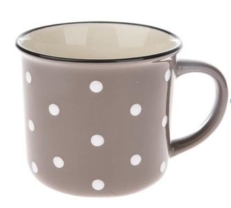Keramický hrnek s puntíky - šedý 350 ml