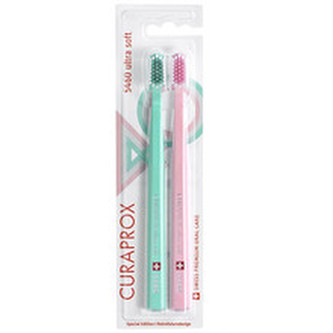 Curaprox Velmi jemný zubní kartáček 5460 Ultra Soft 2 ks (Duo Pack Retro Edition / Pink & Green) unisex