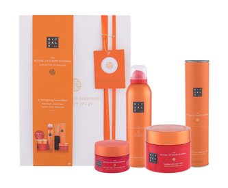 Rituals The Ritual Of Happy Buddha tělový krém 200 ml + sprchová pěna 200 ml + tělový peeling 125 g + vonné tyčinky 50 ml