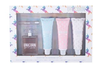 Unicorn Born To Sparkle toaletní voda 100 ml + sprchový gel 100 ml + tělový balzám 100 ml + tělový peeling 100 ml + toaletní voda 8 ml