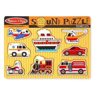 Dřevěné puzzle se zvuky - dopravní prostředky