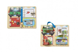 Odemykání zámků dřevo/kov 31x24cm edukační hra ve fólii