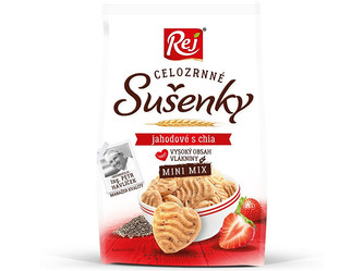 Rej Sušenky celozrnný mix jahodové s chia 190g