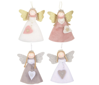 Anděl plyšový se srdcem 14cm k zavěšení, 18037