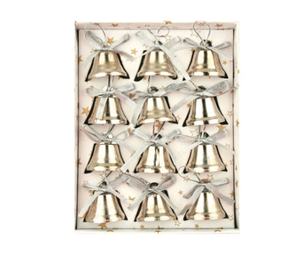 Dekorace vánoční - Zvonky stříbrné 12ks v krabičce  2,5cm, 1739-02