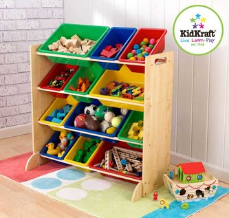 KidKraft Barevná polička s úložnými boxy