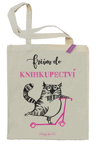Plátěná taška Kočka – Frčím do knihkupectví - Plátěné tašky