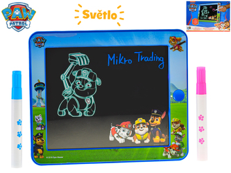 Paw Patrol světelná kreslicí tabulka 24x20cm na baterie s doplňky v krabičce